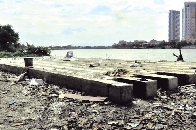 Hiện trường Đoạn 4 thuộc Dự án Chống sạt lở bán đảo Thanh Đa (quận Bình Thạnh, TP.HCM)
