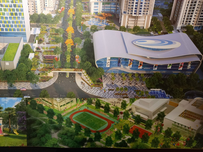 Khu C là khu trung tâm dịch vụ thương mại, khi mở bán dự án vào năm 2015 chủ đầu tư có quảng cáo, cũng như hình ảnh ở bìa hợp đồng mua nhà đều thể hiện có 5 tầng