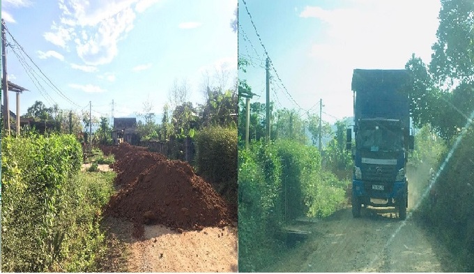 Đất khai thác trái phép sau đó được vận chuyển đến phục vụ công tác thi công công trình giao thông trên địa bàn thị trấn.