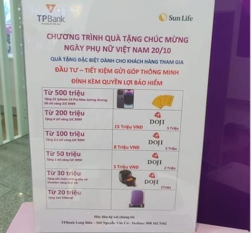 Một chương trình quà tặng cho khách hàng tham gia đầu tư - tiết kiệm đính kèm quyền lợi bảo hiểm của TPBank