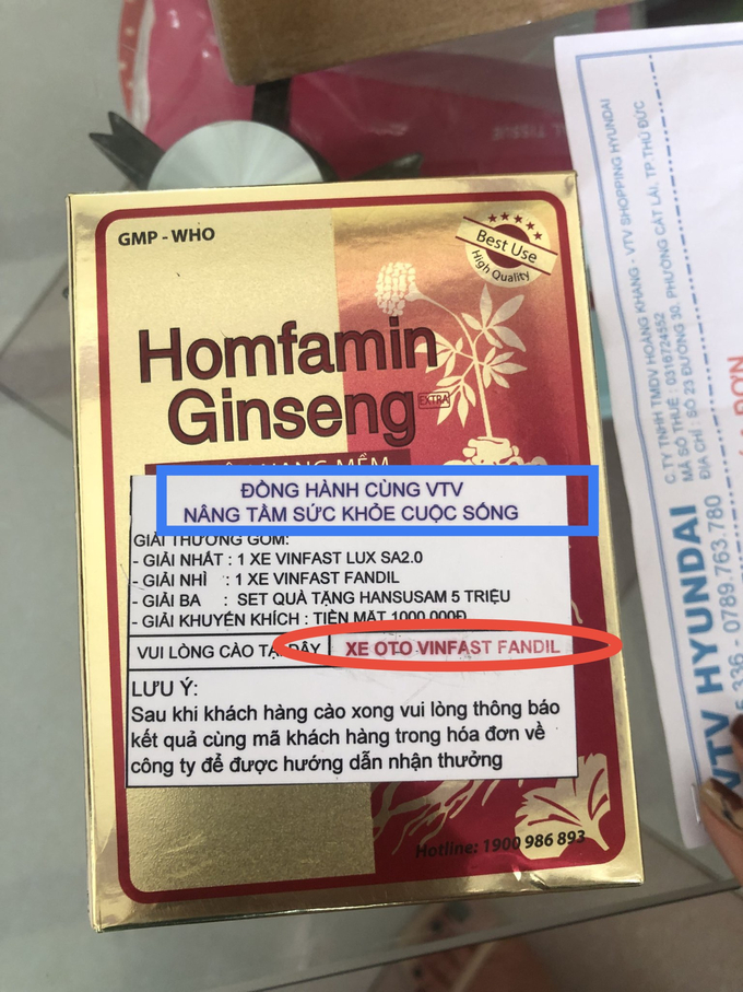 Dòng chữ “đồng hành cùng VTV nâng tầm sức khoẻ cuộc sống” mạo danh nhằm tạo niềm tin đối với khách hàng
