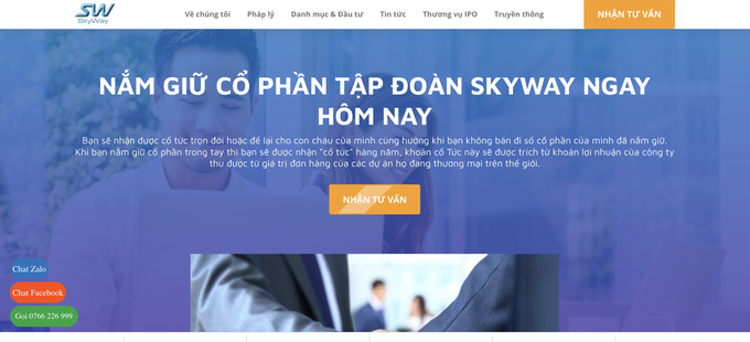Trang web của SkyWay tại Việt Nam