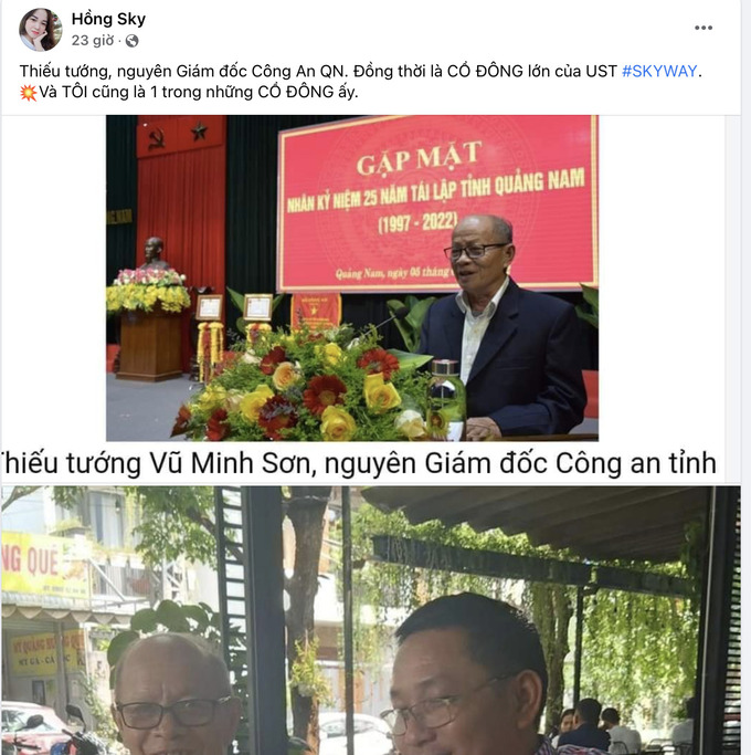 SkyWay giới thiêu, nguyên Giám đốc Công An Quảng Nam, thiếu tướng Vũ Minh Sơn là một trong những cổ đông lớn của tập đoàn