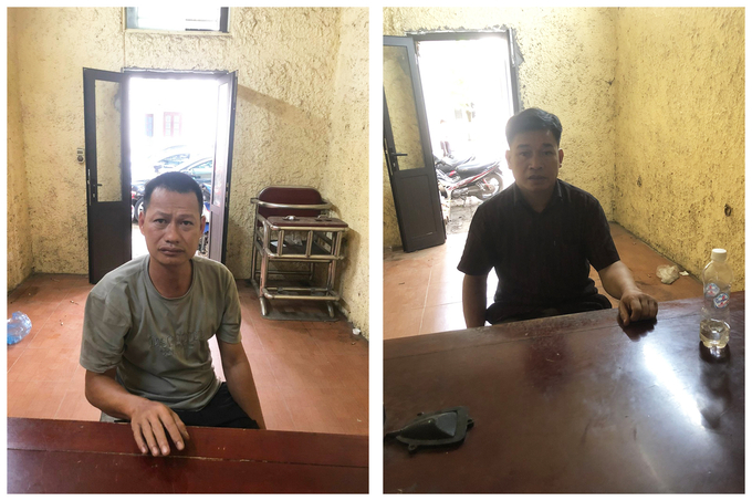 Hai đối tượng Chung và Đông tại cơ quan công an