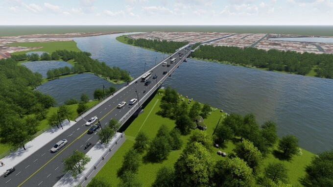 Phối cảnh cầu Văn Thánh bắc qua sông Cà Ty