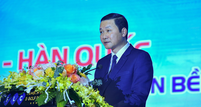 Ông Đỗ Minh Tuấn, Chủ tịch UBND tỉnh Thanh Hóa - phát biểu tại hội nghị gặp gỡ Việt Nam - Hàn Quốc chiều 24/3