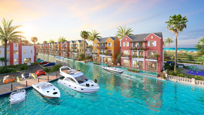 Phối cảnh bến du thuyền trước thềm các căn biệt thự tại phân khu Long Island. Ảnh: Novaland