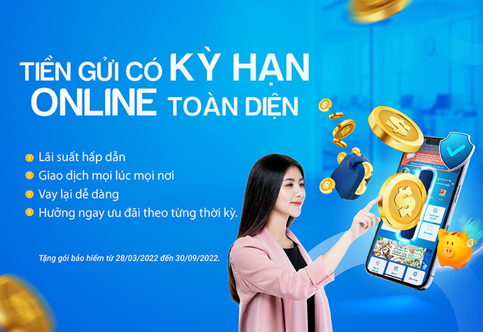 Từ ngày 28/03 – 30/09, Vietbank triển khai chương trình ưu đãi “Tiền gửi online - An tâm toàn diện” tặng ngay gói bảo hiểm an toàn và bảo vệ sức khỏe cho Khách khi mở tài khoản tiền gửi có kỳ hạn online trên App Vietbank Digital (APP) và Internetbanking (IBK)