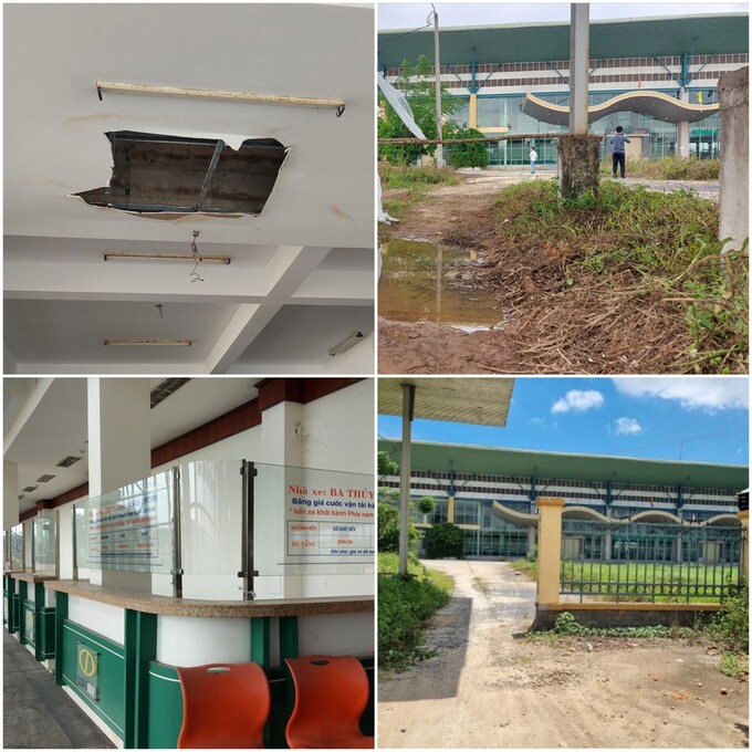 Toàn bộ công trình nhiều hạng mục đã xuống cấp, các hệ thống cửa, ghế ngồi, quầy bán vé, tường phía bên trong bị hỏng, thấm dột, xuống cấp, bụi phủ kín mọi nơi