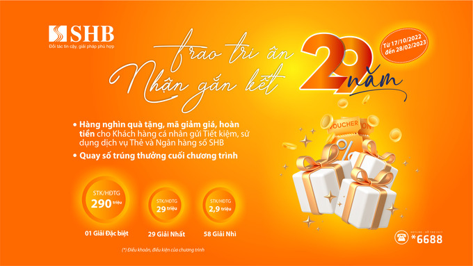 Chương trình ưu đãi thay lời cảm ơn SHB gửi tới các khách hàng