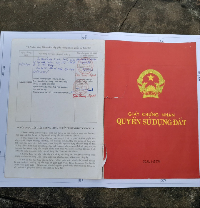 Giấy chứng nhận quyền sử dụng đất mang tên ông Nguyễn Văn Cường (Phú Cường Group) (do N cung cấp)