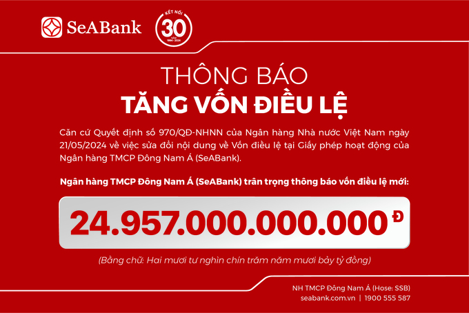 SeABank_Tang von dieu le 24957 ty dong