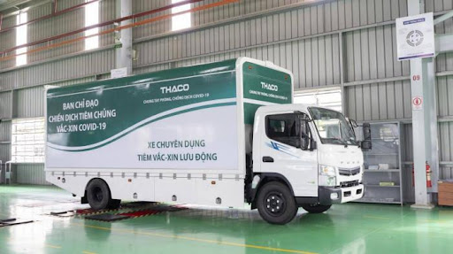 Xe tiêm chủng lưu động, một trong những sản phẩm có tỷ lệ nội địa hóa cao do Thaco sản xuất năm 2021