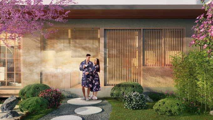 Nguồn khoáng dẫn vào từng căn biệt thự Sun Beauty Onsen tại Thanh Hóa