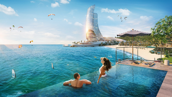 Siêu Tổ hợp Giải trí - Nghỉ dưỡng - Đầu tư Hon Thom Paradise Island sẽ quy tụ những công trình xa hoa cùng dịch vụ đẳng cấp. Ảnh phối cảnh minh họa