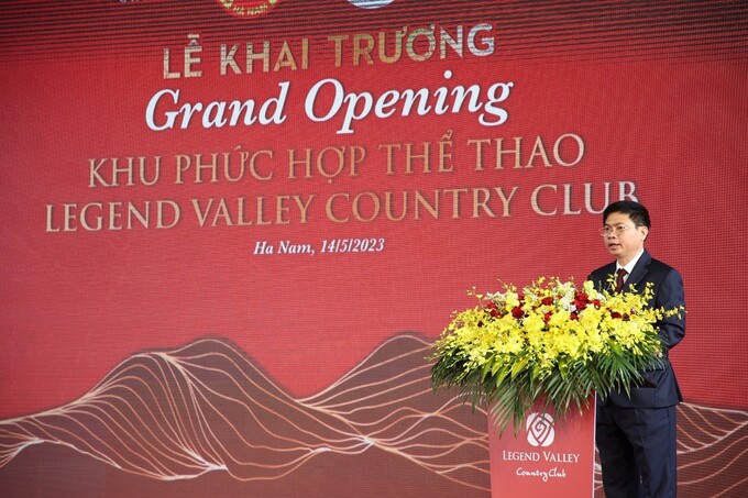 Ông Trương Quốc Huy, Phó bí thư Tỉnh ủy, Chủ tịch Ủy ban nhân dân tỉnh Hà Nam phát biểu tại sự kiện