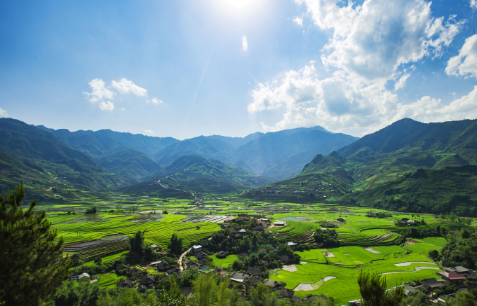 Những đồng lúa xanh ngát bên thung lũng Tú Lệ tại vùng núi Tây Bắc