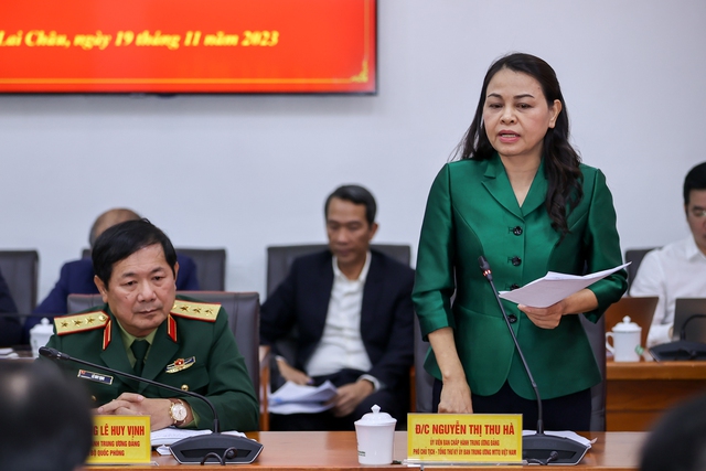 Đồng chí Nguyễn Thị Thu Hà, Phó Chủ tịch, Tổng Thư ký Ủy ban Trung ương Mặt trận Tổ quốc Việt Nam phát biểu - Ảnh: VGP/Nhật Bắc