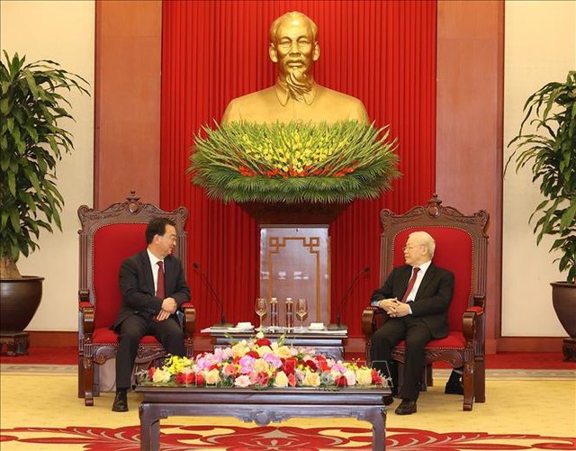 Tổng Bí thư Nguyễn Phú Trọng tiếp đồng chí Vương Ninh, Ủy viên Trung ương Đảng Cộng sản Trung Quốc, Bí thư Tỉnh ủy Vân Nam
