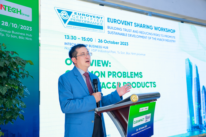 PGS.TS Nguyễn Việt Dũng, Viện trưởng Bộ môn Kỹ thuật lạnh và ĐHKK – Viện Khoa học và Công nghệ Nhiệt lạnh Trường Đại học Bách khoa Hà Nội chia sẻ tại hội thảo
