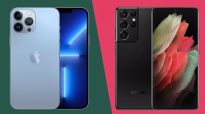 Màn hình thiết kế của S22 Ultra và iPhone 13 Pro Max