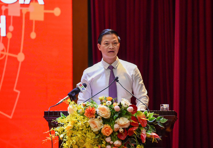 Chủ tịch UBND tỉnh Bắc Ninh Vương Quốc Tuấn phát biểu tại buổi lễ.