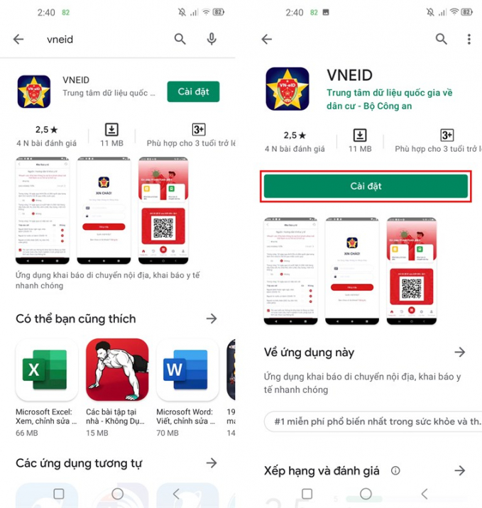 Người dùng tải ứng dụng VNEID trên nền tảng Google Play cho Android hoặc App Store cho iOS | Ảnh: TGD