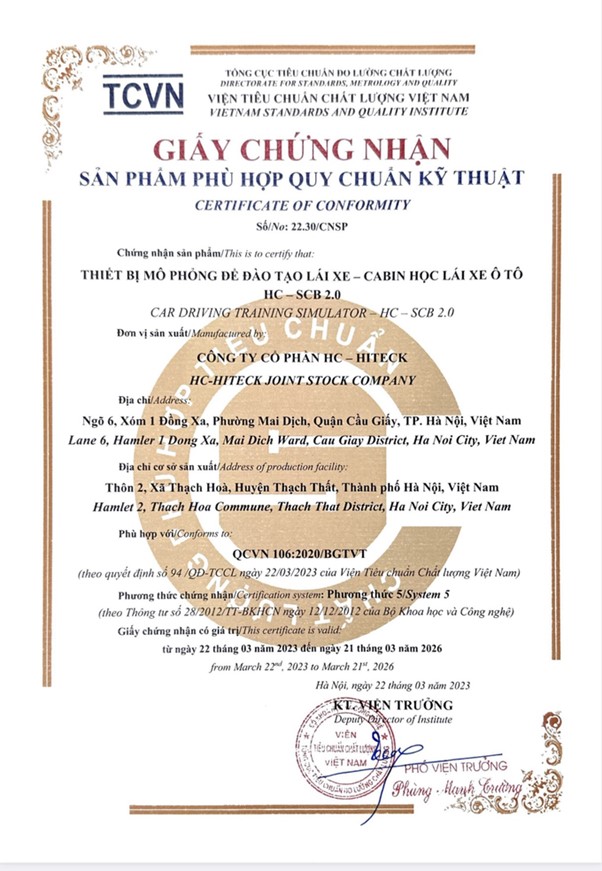 Giấy chứng nhận sản phẩm phù hợp quy chuẩn của HC (1)