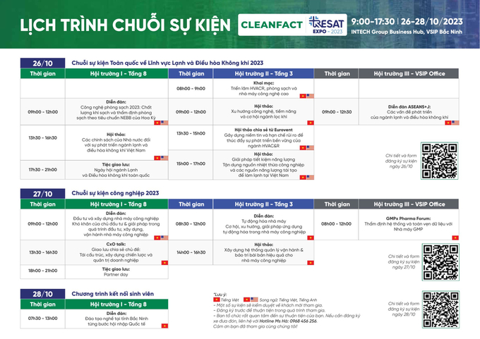 Lịch trình chi tiết chuỗi sự kiện