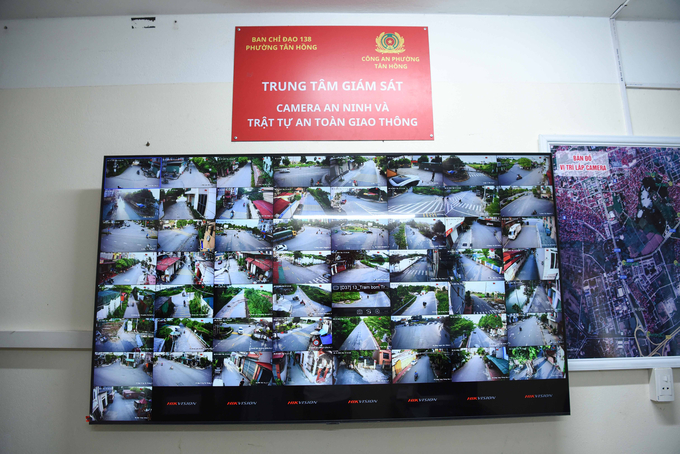 Hệ thống camera khép kín được đặt tại trụ sở Công an phường Tân Hồng.