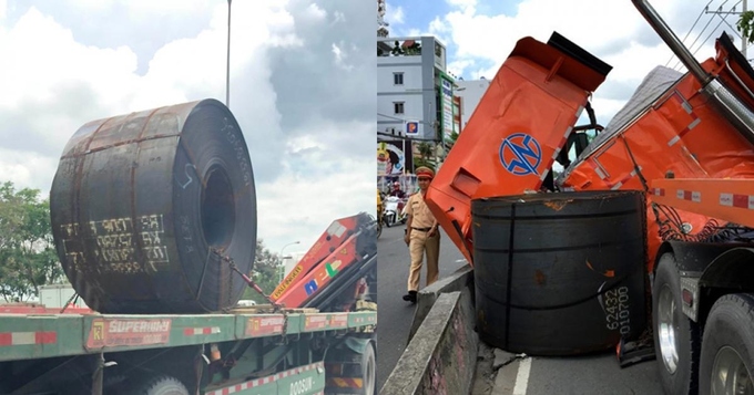 Nhiều vụ TNGT đã xảy ra do xe chở hàng hoá chằng buộc sơ sài.
