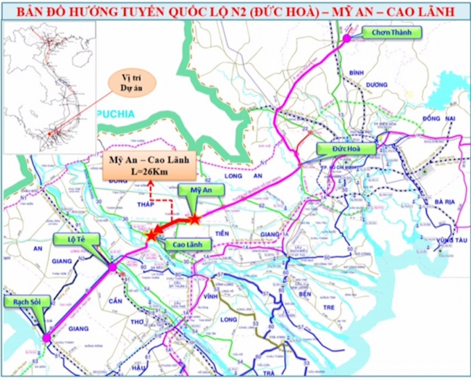 Vị trí đoạn đường Mỹ An - Cao Lãnh