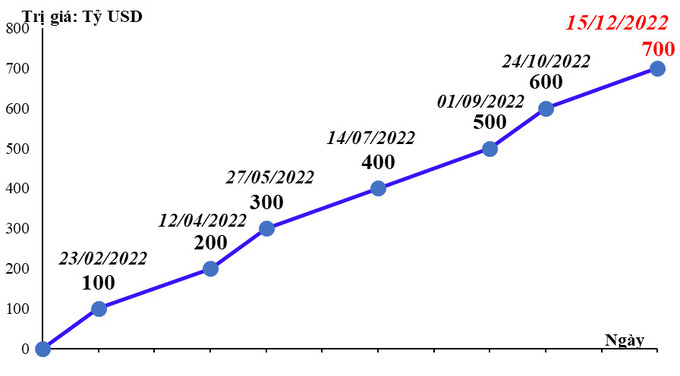Tiến trình xuất nhập khẩu hàng hóa của Việt Nam cán mốc 700 tỷ USD trong năm 2022