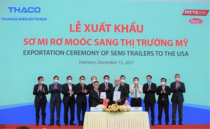 Ký kết thỏa thuận với tập đoàn PITTS Enterprises về độc quyền phân phối sơ mi rơ moóc tại thị trường Mỹ và xuất khẩu lô hàng sơmi rơmoóc đầu tiên