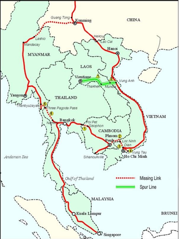 Tuyến đường sắt Vientiane - Vũng Áng. Ảnh futuresoutheastasia.com