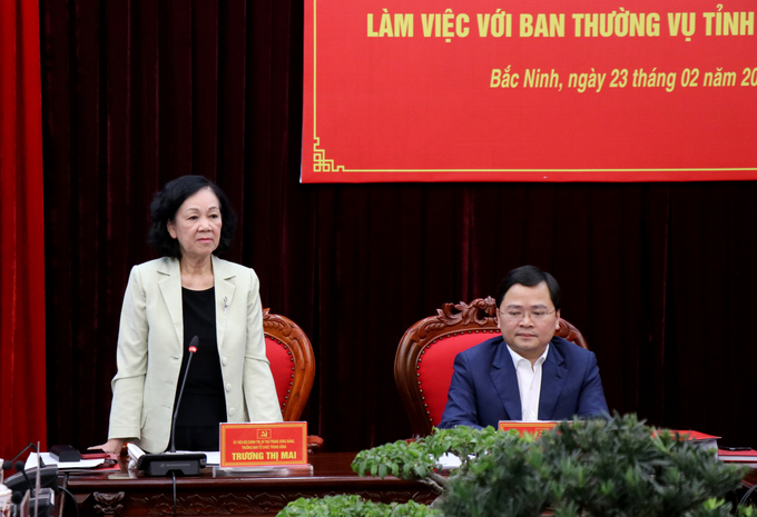 Trưởng Ban Tổ chức Trung ương Trương Thị Mai phát biểu tại hội nghị.
