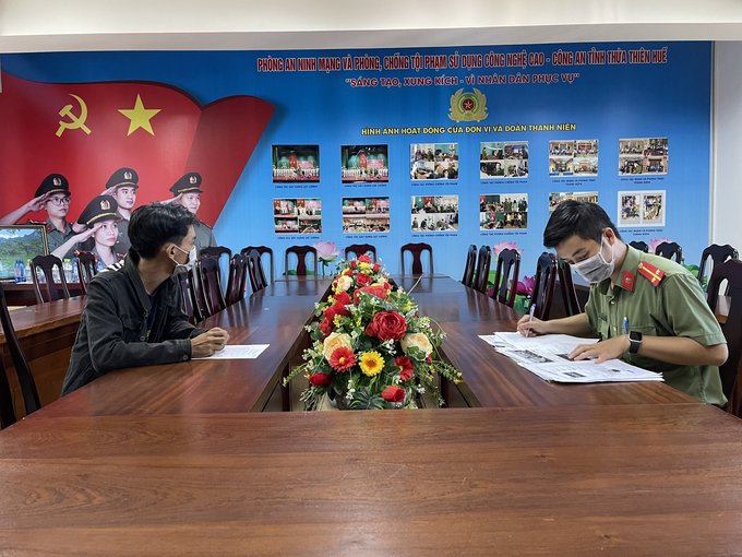 Nguyễn Quốc Huy tại Cơ quan Công an.