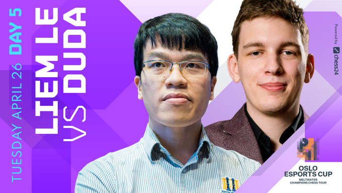 Lê Quang Liêm đánh bại đương kim vô địch World Cup cờ vua Jan-Krzysztof Duda. Ảnh Oslo Esports Cup
