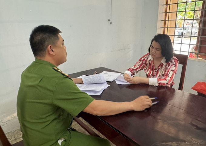 Đối tượng Hoàng Thị Ngọc Thuý tại cơ quan Công an.
