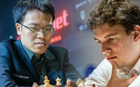 Trận đấu giữa Lê Quang Liêm và Jan-Krzysztof Duda đã diễn ra căng thẳng đến nghẹt thở ở 4 ván cờ nhanh. Ảnh Internet