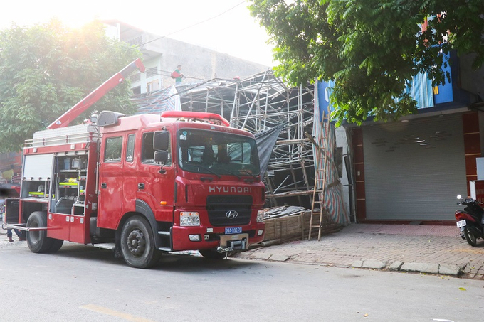 Hiện trường nơi xảy ra vụ sập giàn giáo.