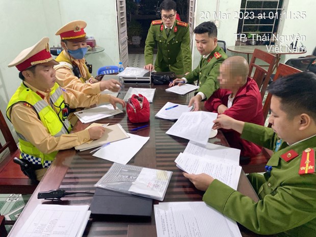 Tài xế Ngô Kim C. tại cơ quan công an.