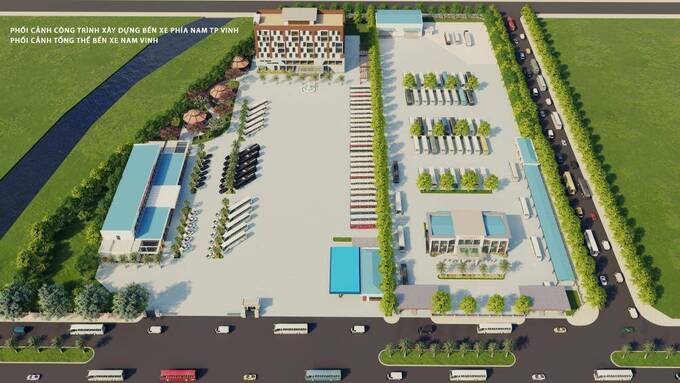 Bến xe Nam Vinh nằm ở bên QL1 đoạn qua xã Hưng Lợi, Hưng Nguyên, Nghệ An, do Công ty CP Bến xe Nghệ An đầu tư xây dựng