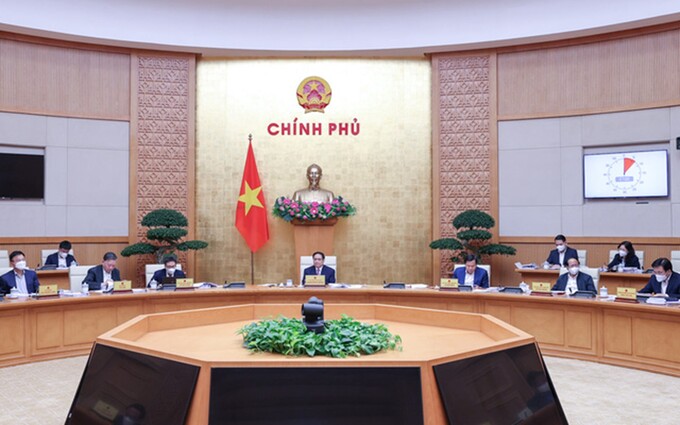 Thủ tướng Chính phủ Phạm Minh Chính chủ trì phiên họp Chính phủ chuyên đề pháp luật, xem xét cho ý kiến về 5 dự án luật và 1 dự thảo nghị quyết của Quốc hội. Ảnh: VGP