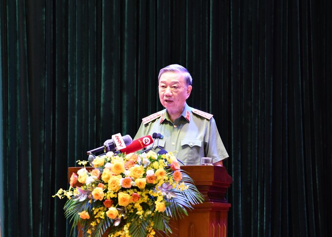 Bộ trưởng Bộ Công an Tô Lâm phát biểu. Ảnh: Bộ Công an