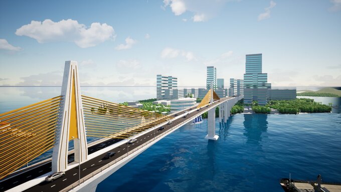 Phối cảnh cầu vượt cửa biển Thuận An.