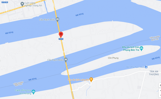 Vị trí cầu Rạch Miễu | Ảnh: Google Maps