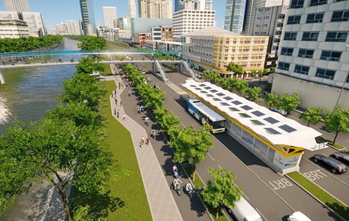 TP.HCM sẽ xây dựng 1 tuyến BRT dọc đại lộ Võ Văn Kiệt- Mai Chí Thọ, chiều dài 23 km với 28 trạm dừng