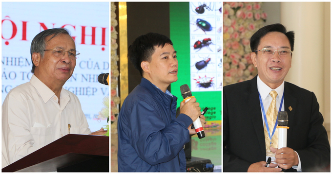 Ông Thân Văn Thanh, Mai Văn Hưng, Phạm Ngọc Chính (từ trái sáng) trình bày tham luận