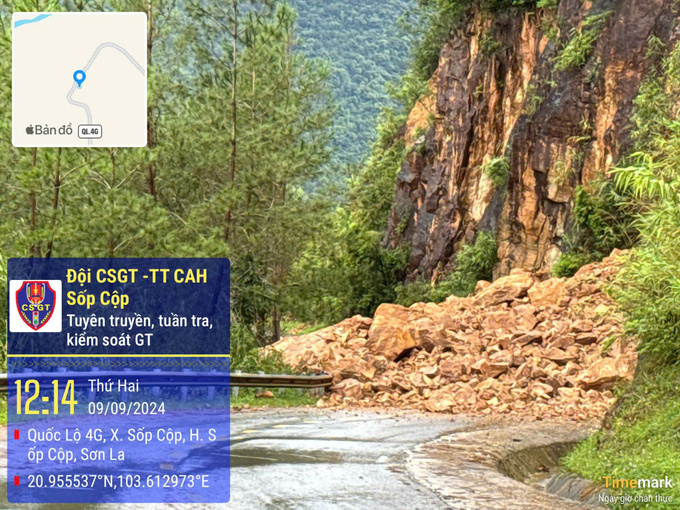 Sạt lở gây ùn tắc trên QL.4G